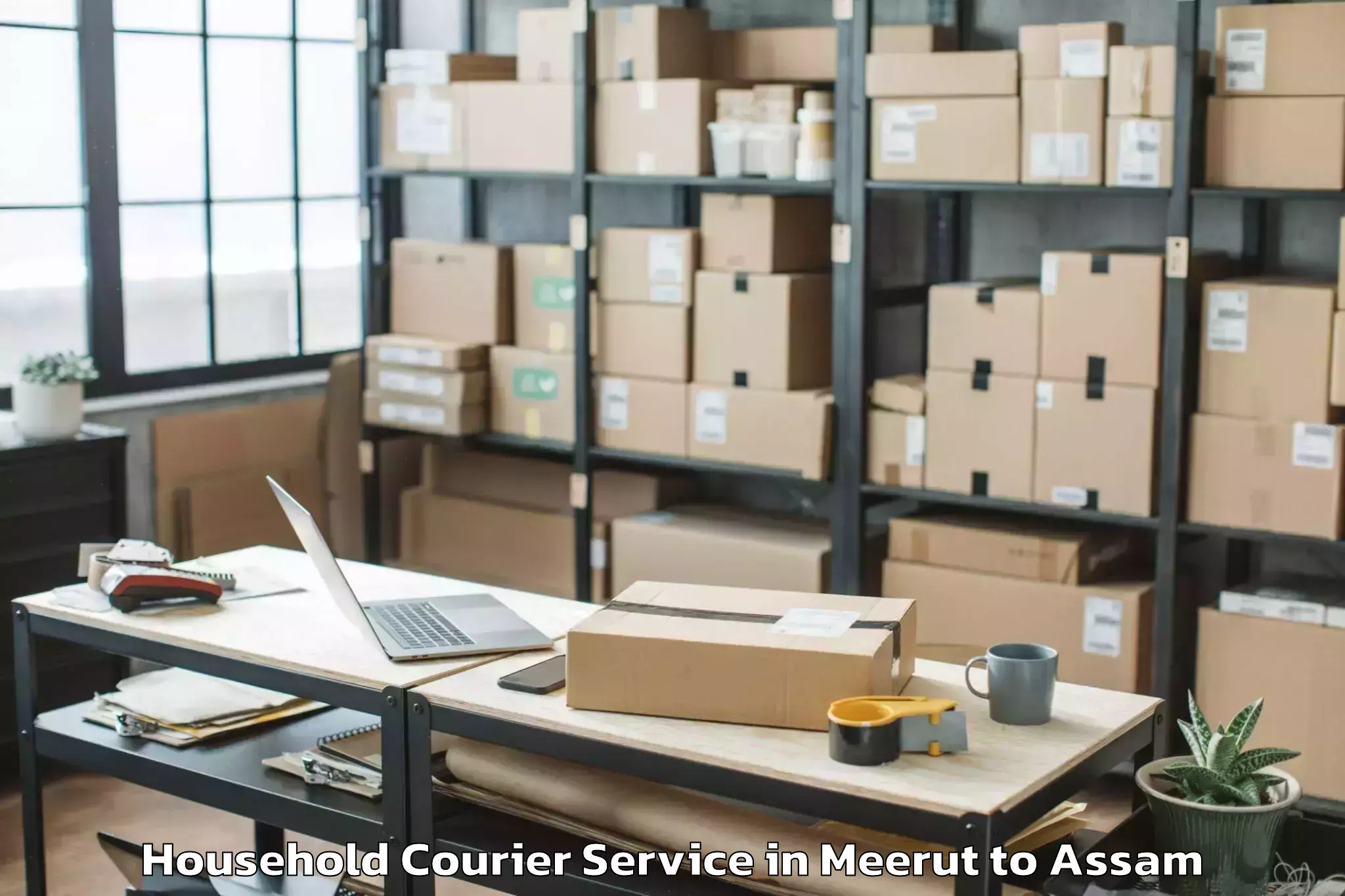 Affordable Meerut to Moranha Household Courier